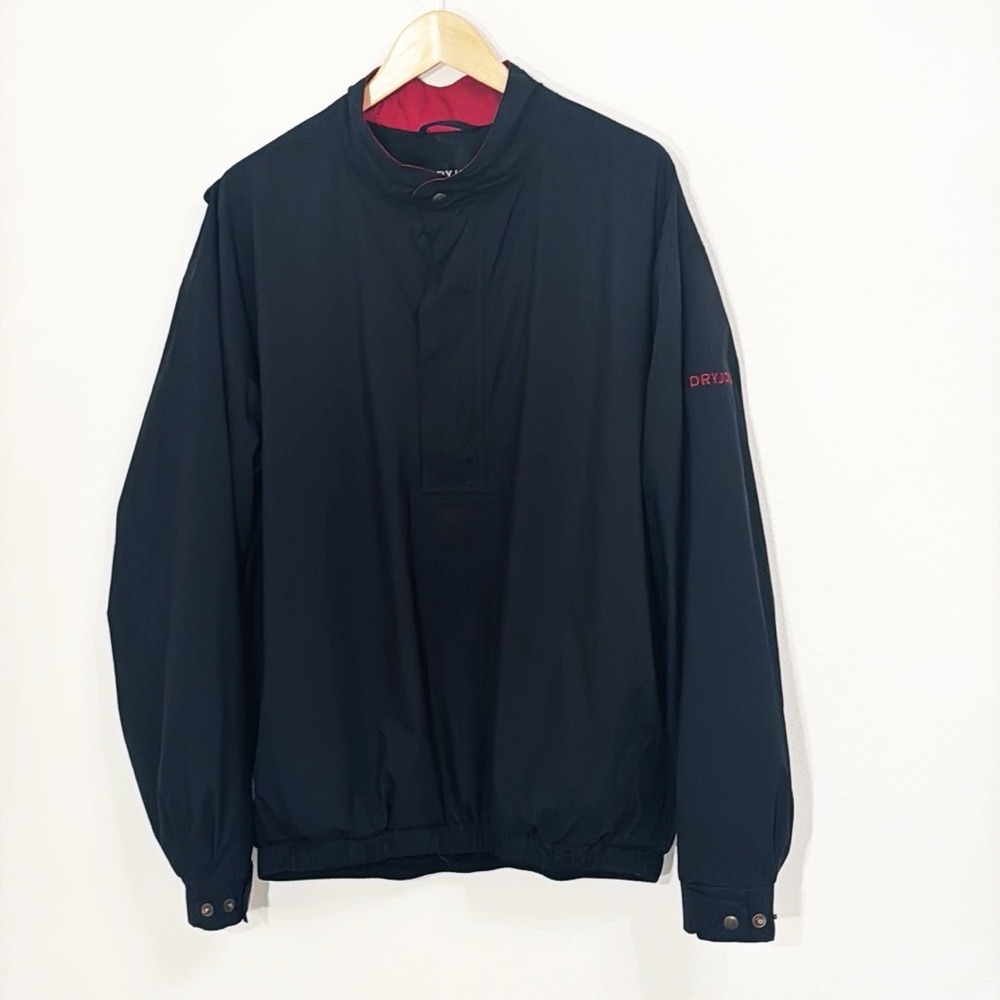 FOOTJOY Dryjoys Black Jacket 1/4 Zipper/Snap Pullover Size Large